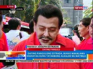 NTG: Dating pangulong Estrada,   hindi pa kinukumpirmang 100% na   tatakbo bilang alkalde ng Maynila