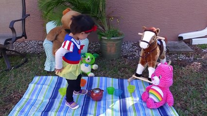 Snow White Baby & Maleficent tea party? w/ Minion, Vampire, Frozen Elsa, Catwoman part 2