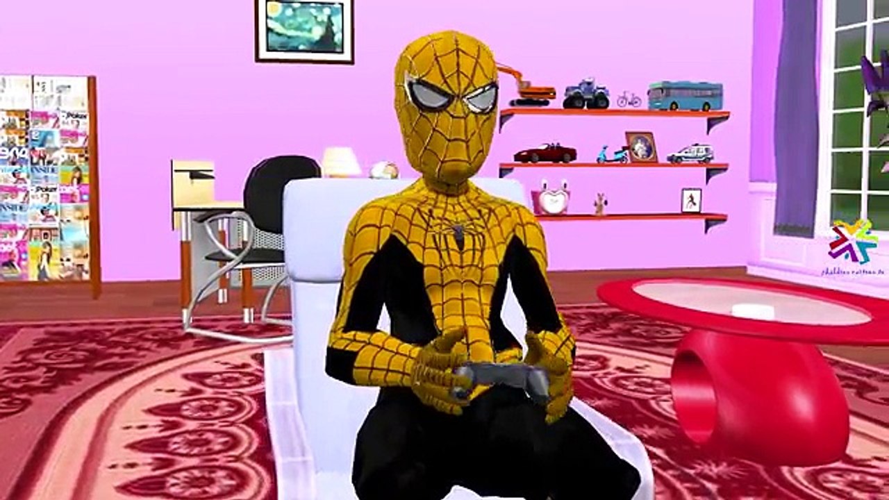 Yellow Spiderman Vs Red Batman Cartoons Fighting And Singing Finger Family Children Nurser