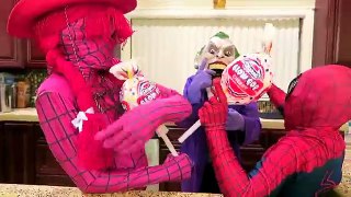 Spiderman vs Joker vs Frozen Elsa - Arm Wrestling Fight w/ Pink Spidergirl, Snow White, Ar
