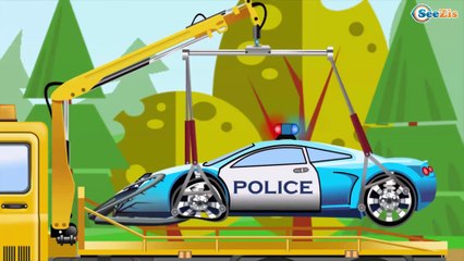 Caricaturas de coches - Coche de Policía y Carros de carreras | Dibujos animados de carros