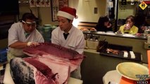 Cutting Sushi Tuna And Sushi At A Japanese Restaurant