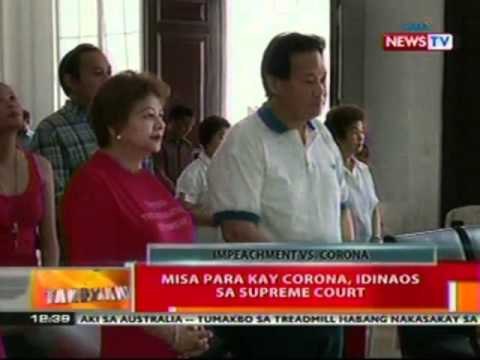 BT: Misa para kay Corona, idinaos sa Supreme Court