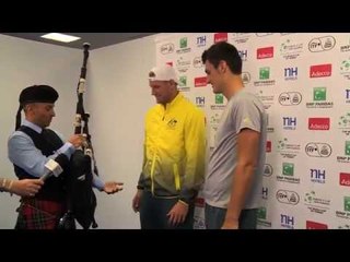 Sam Groth and Bernard Tomic play the bagpipes