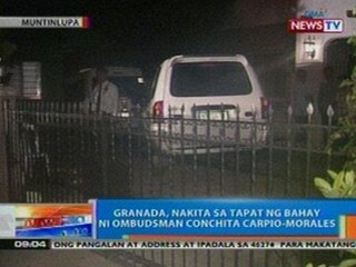 NTG: Granada, nakita sa tapat ng bahay ni Ombudsman Conchita Carpio-Morales
