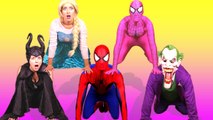 Spiderman, Frozen Elsa & Pink Spiderman vs Maleficent & Joker! w- Joker Girl Anna! Funny Superheroes