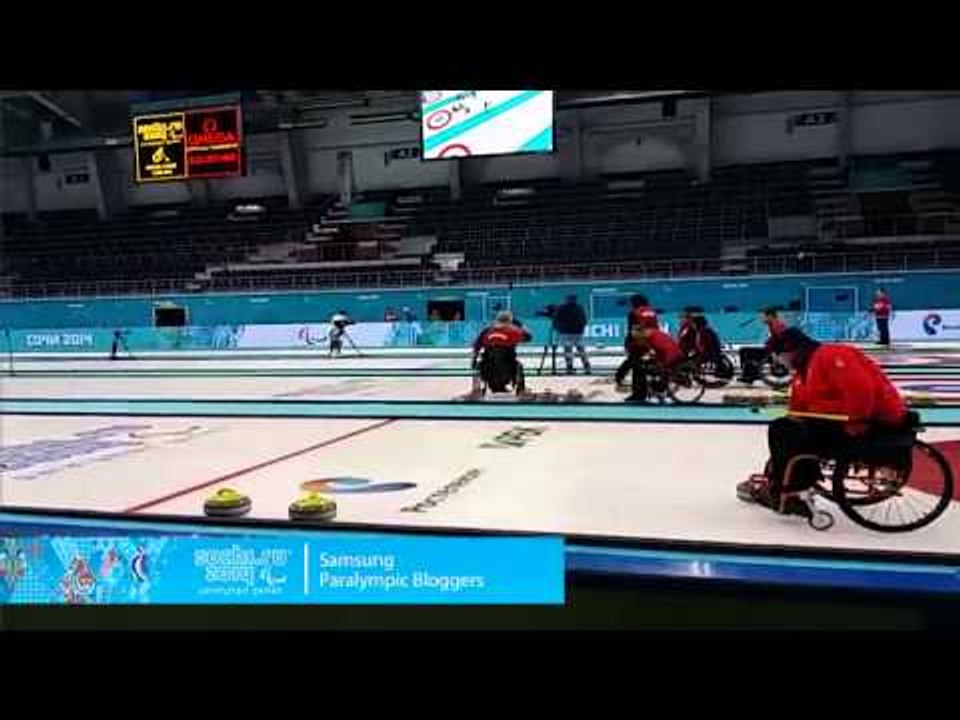 Jalle Jungnell: Checking the ice at the curling arena in the Ice Cube Curling Centre