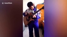 Teenager shows off incredible guitar skills