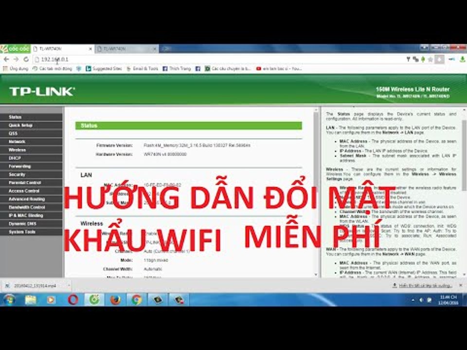 Hướng Dẫn Đổi Mật Khẩu Wifi cho router tplink 740