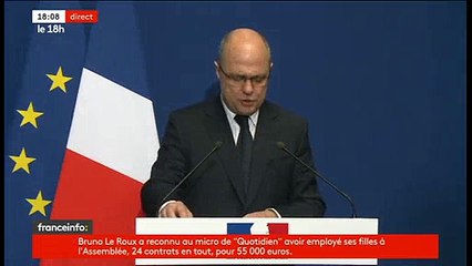 Regardez l'intégralité de l'annonce de la démission de Bruno Le Roux de son poste de Ministre de l'Intérieur