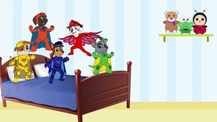 paw patrol transforms into pj masks | five Little Monkeys Jumping on the bed baby songs
