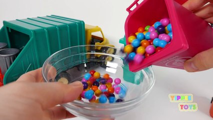 Garbage Truck Trash Can Surprise Candy Toys for Children Learn Colors