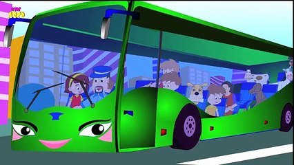Wheels On The Bus | Green Bus | Nursery Rhymes For Children | HD Version