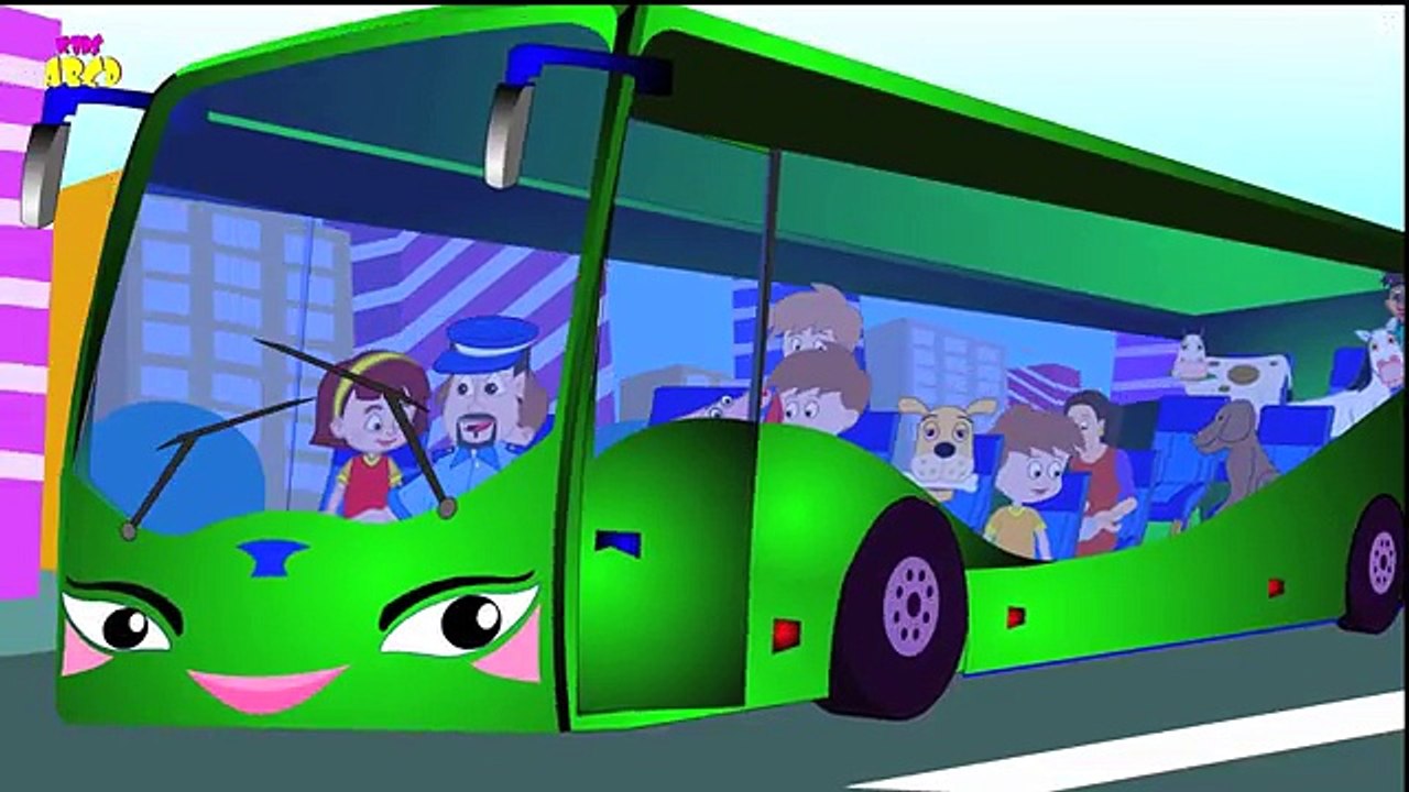 Wheels On The Bus | Green Bus | Nursery Rhymes For Children | HD Version