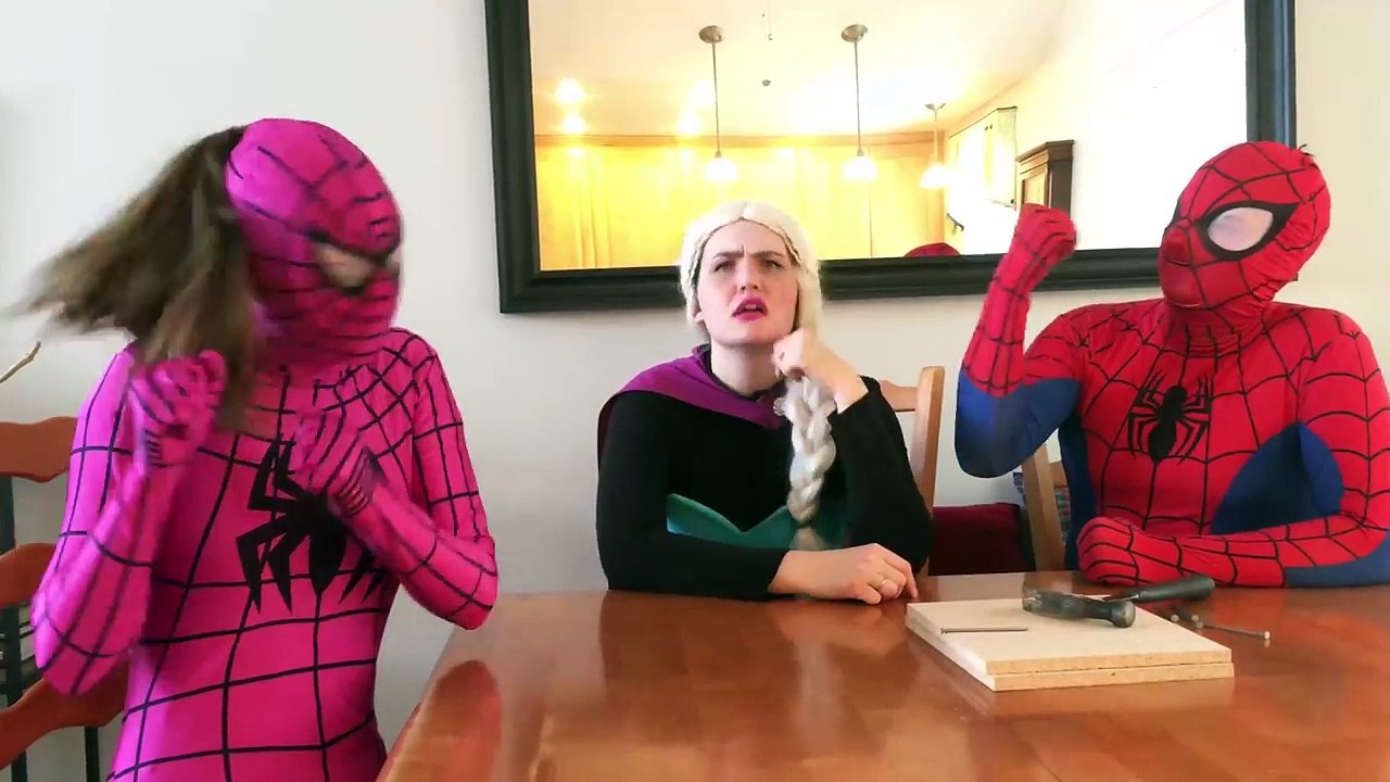 Elsas Open Head vs Doctor Joker! Saw Cut Elsa Spiderman Superhero Kid Movie In Real Life