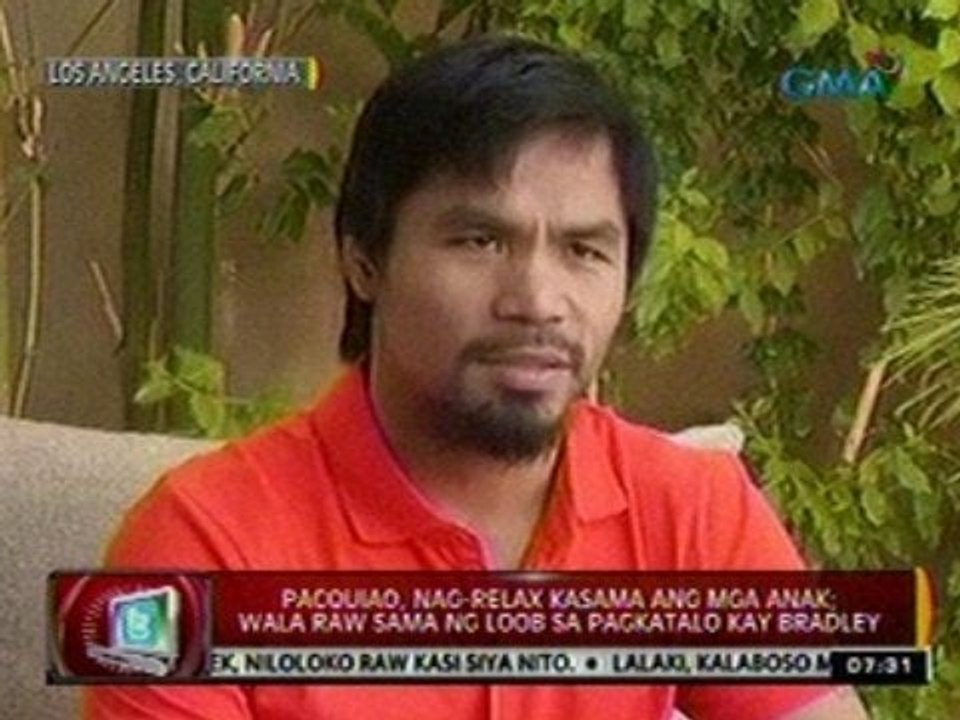 24 Oras:  Pacquiao, nag-relax kasama ang mga anak; Wala raw sama ng loob sa pagkatalo kay Bradley