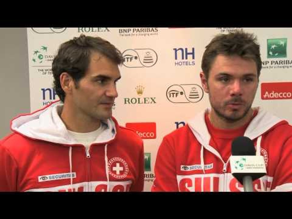 Roger Federer (SUI) and Stanislas Wawrinka (SUI) after the doubles