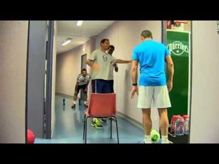 France Davis Cup team shows off its soccer skills... in a corridor