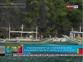 BP: Paghahanap sa 3 nawawalang pasahero ng M/V Josille II, patuloy