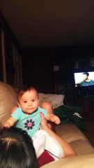 Lacey laughing out loud playing with Mommy