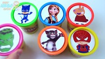 Cups Stacking Toys Play doh Frozen Elsa Spiderman Joker PJ Masks Hulk Learn Colors for Сhi