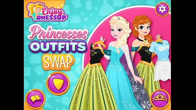 Princesses Elsa Anna Rapunzel and Snow White Outfits Swap - Disney Princess Dress Up Games