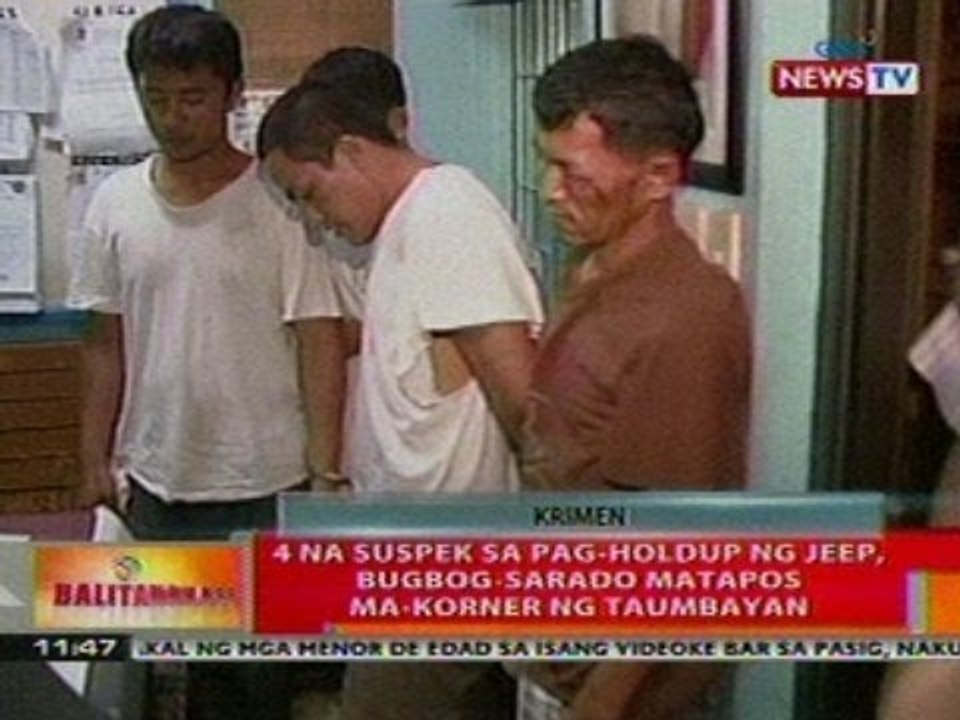 BT: 4 na suspek sa pag-holdup ng jeep sa Makati, bugbog-sarado nang ma-korner ng taumbayan