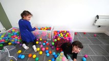 BALL PIT IN OUR HOUSE!! Kids go Crazy  -) Indoor Playground Fun  Ballpit Challenge-STaQMRq3e