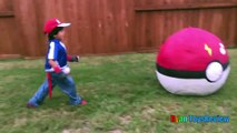 GIANT EGG POKEMON GO Surprise Toys Opening Huge PokeBall Egg Catch Pikachu In Real Life ToysReview-Xr