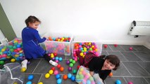 BALL PIT IN OUR HOUSE!! Kids go Crazy  -) Indoor Playground Fun  Ballpit Challenge-STaQMRq3