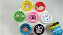 LEARN COLORS with Disney Tsum Tsums! Play doh Toy Surprise Cans, Disney ツムツム Toys-b4IAE