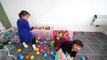 BALL PIT IN OUR HOUSE!! Kids go Crazy  -) Indoor Playground Fun  Ballpit Challenge-ST