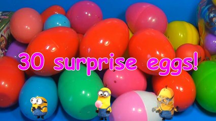 30 Surprise Eggs!!! Disney CARS MARVEL Spider Man SpongeBob HELLO KITTY PARTY ANIMALS LPS Animation-R3h7E03