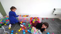 BALL PIT IN OUR HOUSE!! Kids go Crazy  -) Indoor Playground Fun  Ballpit Challenge-STaQM
