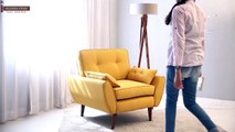 One Seater Sofa - Buy Angela 1 seater Fabric Sofa (Yellow Blush) Online - Wooden Street