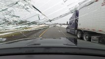 Ice Slab Shatters Entire Windshield