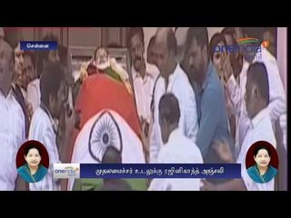 Jayalalithaa's body at Chennai's Rajaji Hall: Rajinikanth, Dhanush pay tribute