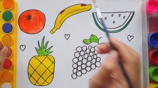 Drawing Fruits With Water Colors - Painting Pages for Kids