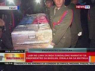 BT: Labi ng 5 sa mga sundalong namatay sa engkwentro sa Basilan, dinala na sa Maynila