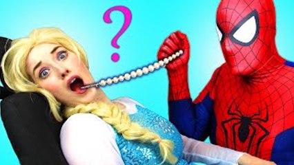 Spiderman & Frozen Elsa w/ Doctor! With Pink Spidergirl and Joker! Superhero Fun in Real Life :)