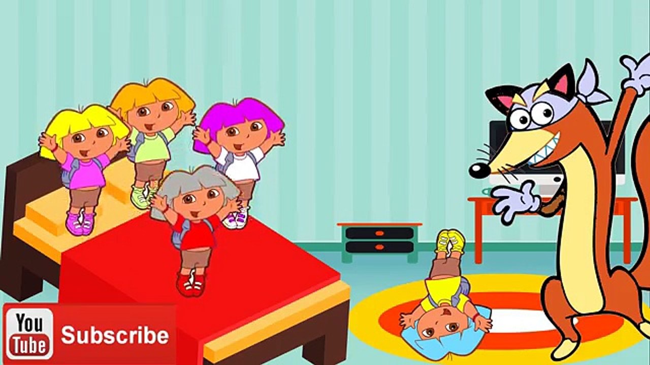 Five Little Dora Masha Jumping on the Bed - Masha and Dora Funny 5 Little Monkeys Nursery