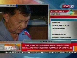 BT: Ama ni Sen. Escudero na si Sorsogon Rep. Escudero III, pumanaw na sa edad na 69