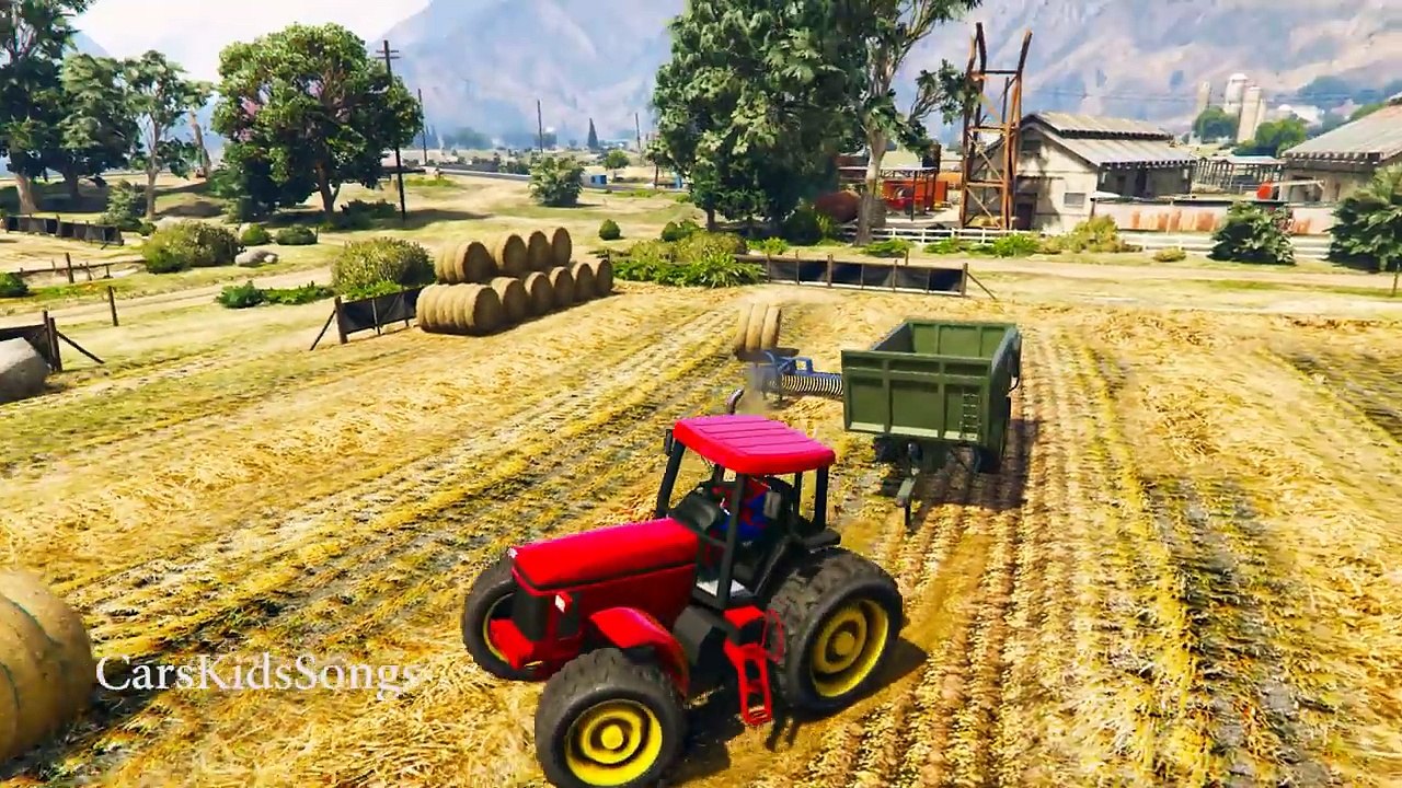 Трактор вечеринка и цвета человек-паук легковые автомобили мультфильм с питомник рифмы песни для Дети и ребенок