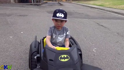 New Batman Batmobile Battery-Powered Ride-On Car Power Wheels Unboxing Test Drive With Ckn Toys-bi