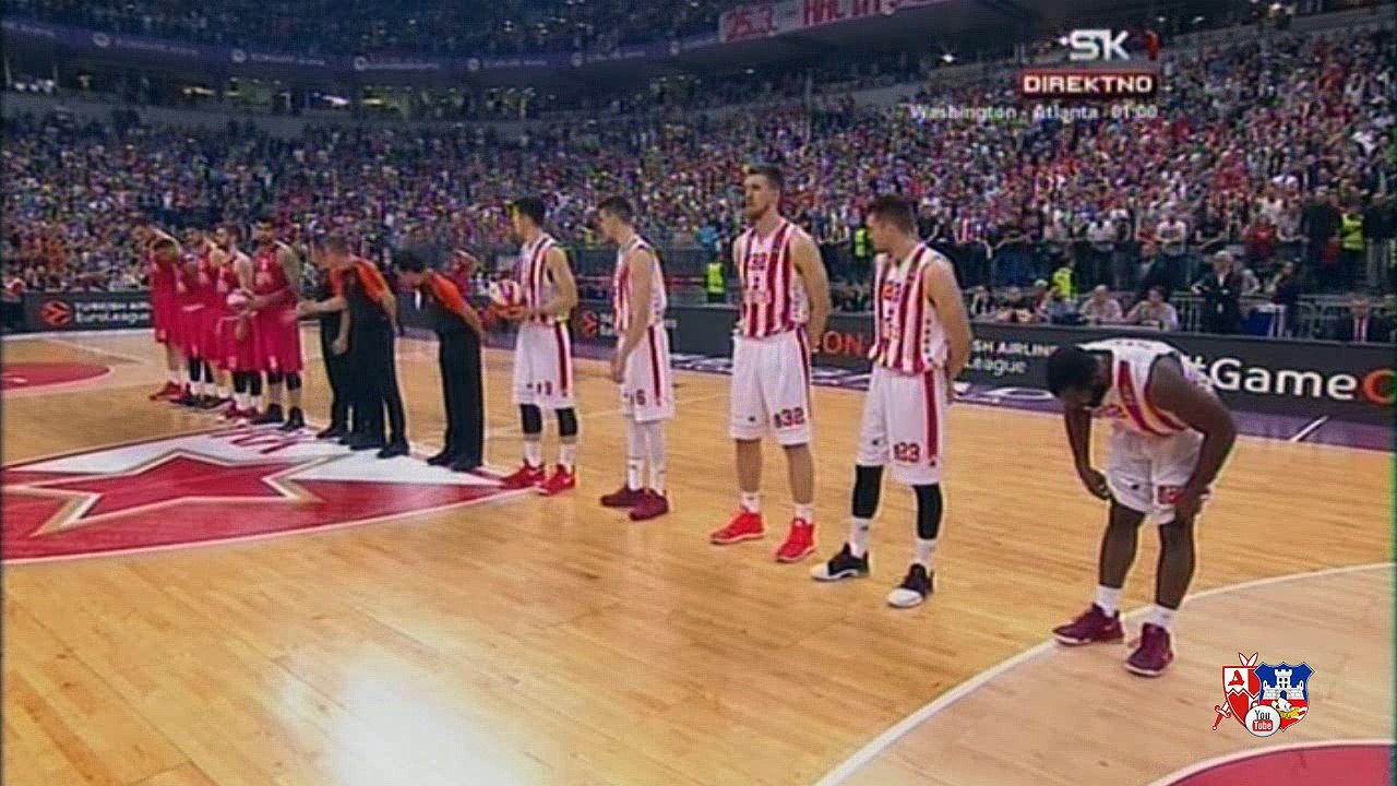 GRMI ARENA!!! Delije - Nadglašavanje himne Evrolige! Crvena zvezda - Olympiacos 64:66