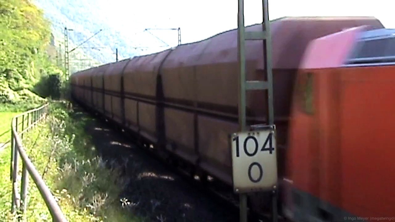 Züge und Schiffe bei Kamp-Bornhofen, LTE 183, 2x 185, 2x 101, 612, 460, 3x 428