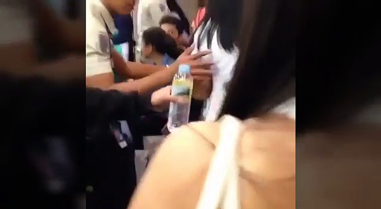 very strange work done by two man with a girl