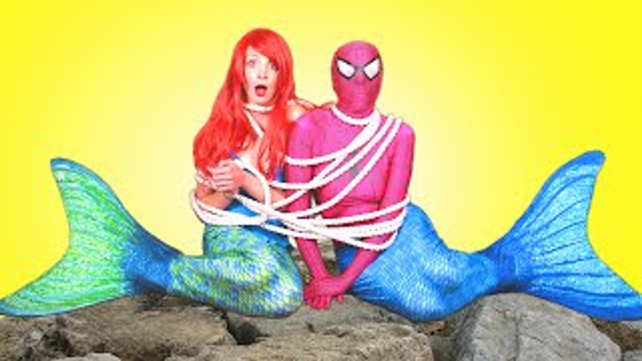 Spiderman & Pink Spidergirl Mermaid vs Maleficent & Joker w/ Frozen Elsa & Doctor! Funny Superheroes