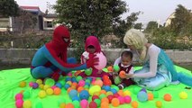 Joker Kidnap Two Baby drop down Lake Spiderman Funny Elsa Masha in real life Frozen Elsa B