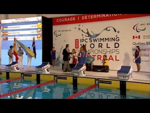 Swimming - men's 100m freestyle S3 medal ceremony - 2013 IPC Swimming World Championships Montreal